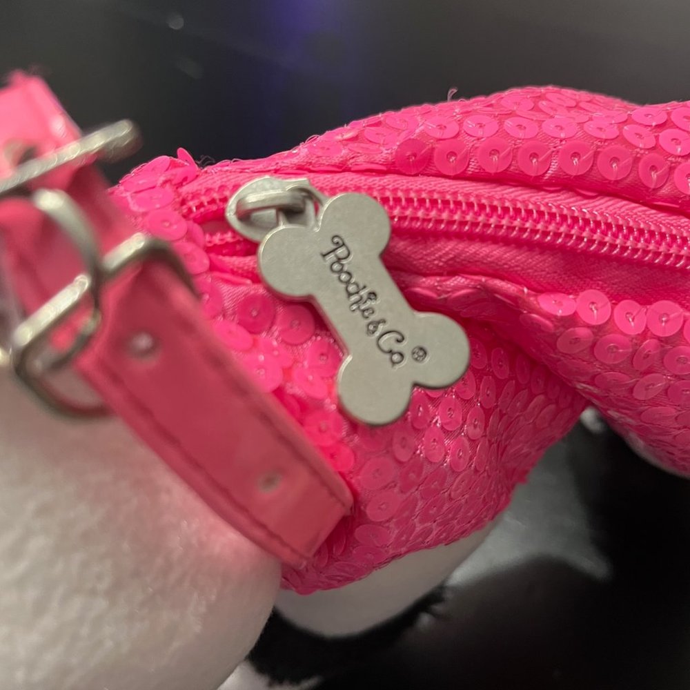 White and Pink Sequin Poochie & Company Poodle Purse - Picture 5 of 9
